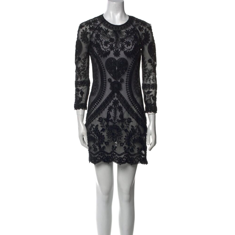 Isabel Marant Lace Patterned Mini Dress Long Sleeve Size 2